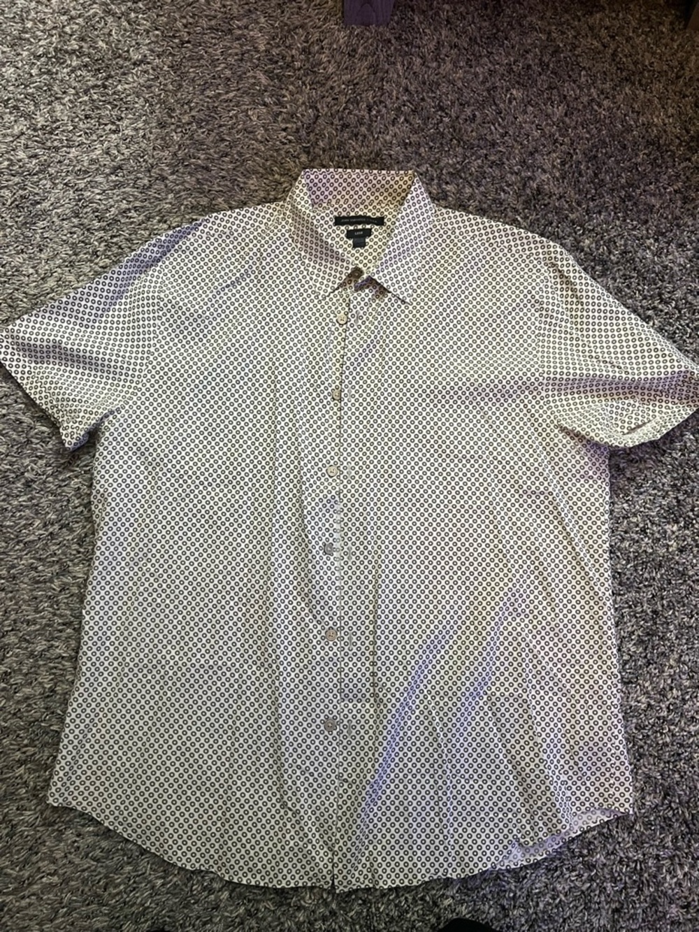 John Varvatos White Short-Sleeve Geometric Button-Down Shirt